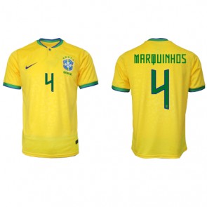 Brazylia Marquinhos #4 Koszulka Podstawowych MŚ 2022 Krótki Rękaw